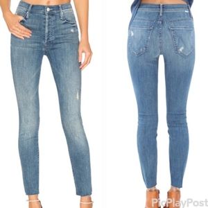 MOTHER The Stunner Ankle Fray Button Fly Distressed Jean SZ 28 Graffiti Girl